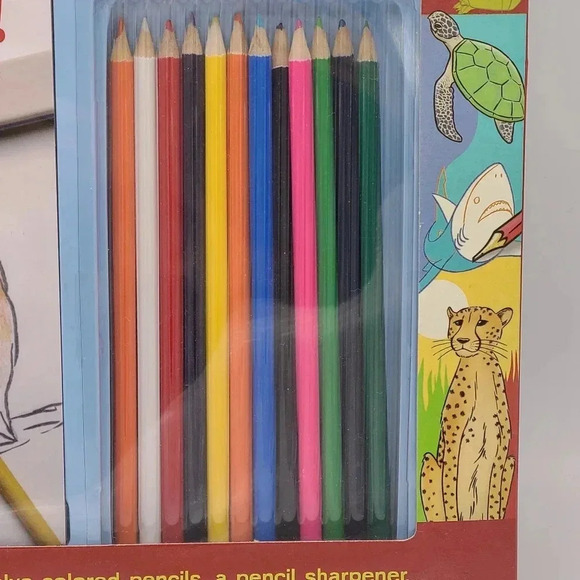 Draw Animals! Book and Full Art Kit by Mud Puddle Inc. NIB Book Colored Pencils - Picture 3 of 9